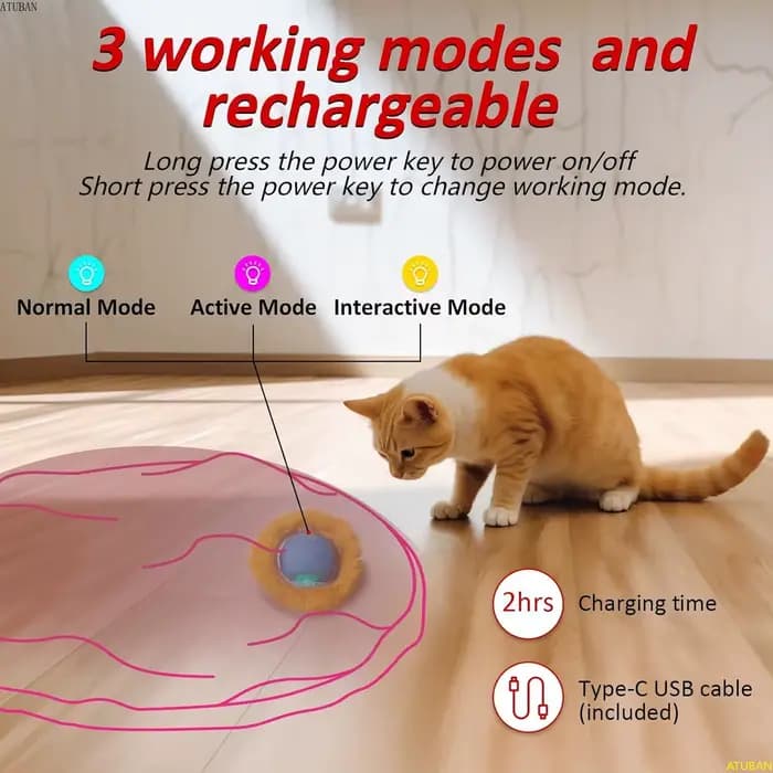 ATUBAN-Jouets électriques pour chats, cache-cache pour chaton, jouet coule activé par le mouvement, jouet d'exercice pour chats