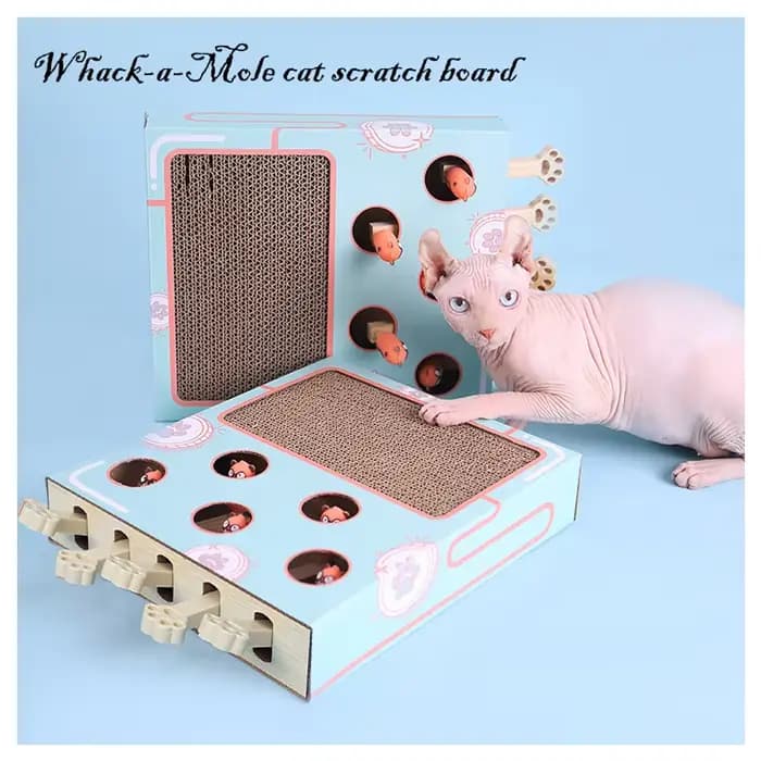 Boîte de jeu 3 en 1 pour chat : Jouet interactif Whack-a-Mole
