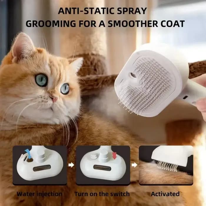 Brosse à Vapeur Électrique 3 en 1 pour Chien et Chat