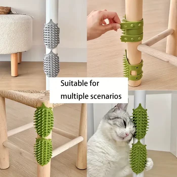 Grattoir à chat en caoutchouc pour toilettage - Fixation murale et sur pied de table