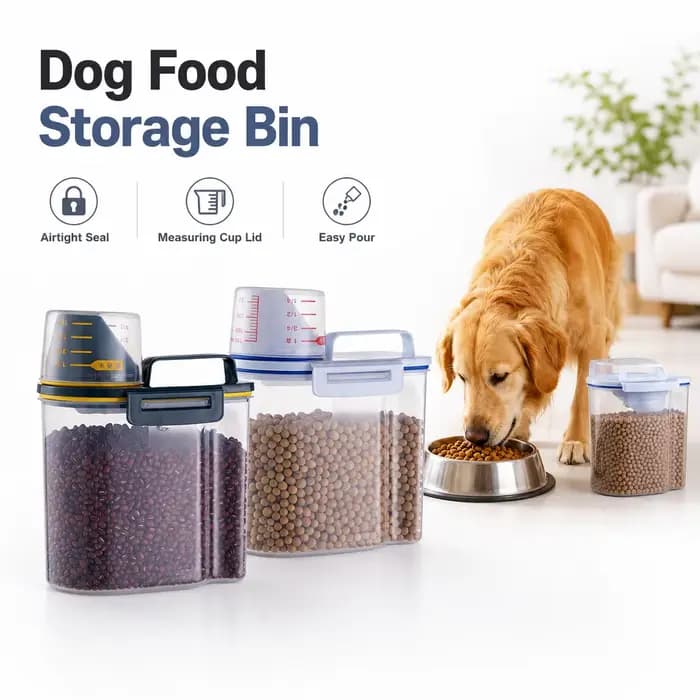 Conteneur à riz japonais hermétique pour aliments pour animaux de compagnie (chiens et chats) avec tasse graduée