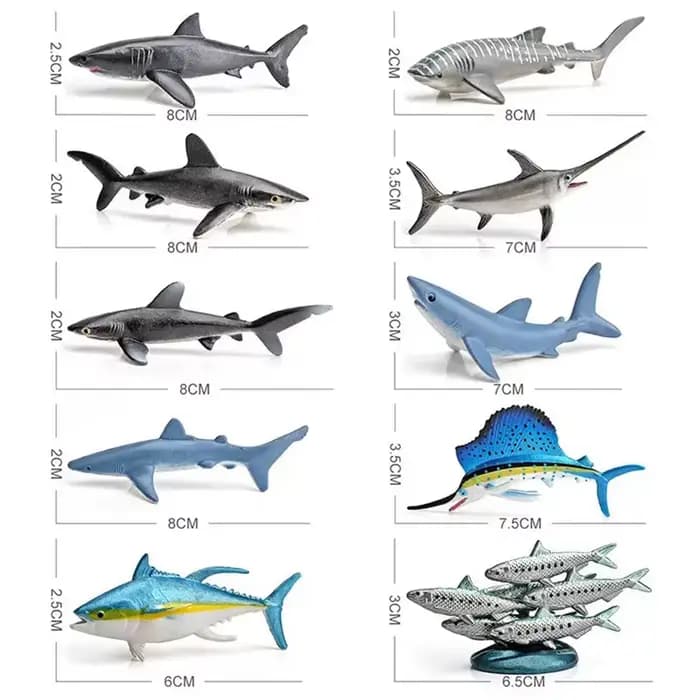 Mini jouets de simulation de la vie marine, 10/12 pièces, modèles réalistes d'animaux marins, requin baleine, dauphin, tortue, jouets pour enfants, cadeau de noël