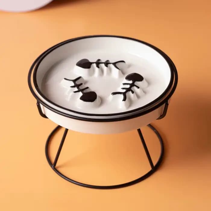 Filles en céramique pour chat, protection du cou des pieds hauts, bols de nourriture pour animaux de compagnie de grand diamètre, bol plat pour visage, assiettes à collation, bol de nourriture lente,