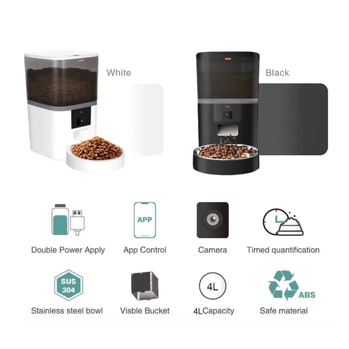 4L avec caméra HD mangeoire automatique pour animaux de compagnie distributeur automatique de nourriture pour chat et chien adapté à deux animaux de compagnie chat et chien alimentation à distance