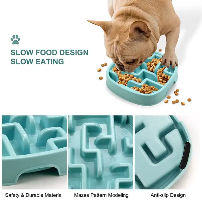 Bol de nourriture pour animaux de compagnie à alimentation lente, anti-étouffement, antidérapant, pour chiens et chats, empêchant les glaçons, assurant une alimentation saine pour les animaux de compa