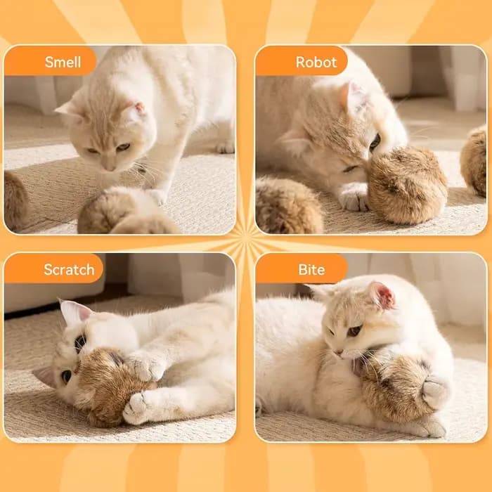 Jouet pour chat : Boule de fourrure de lapin véritable
