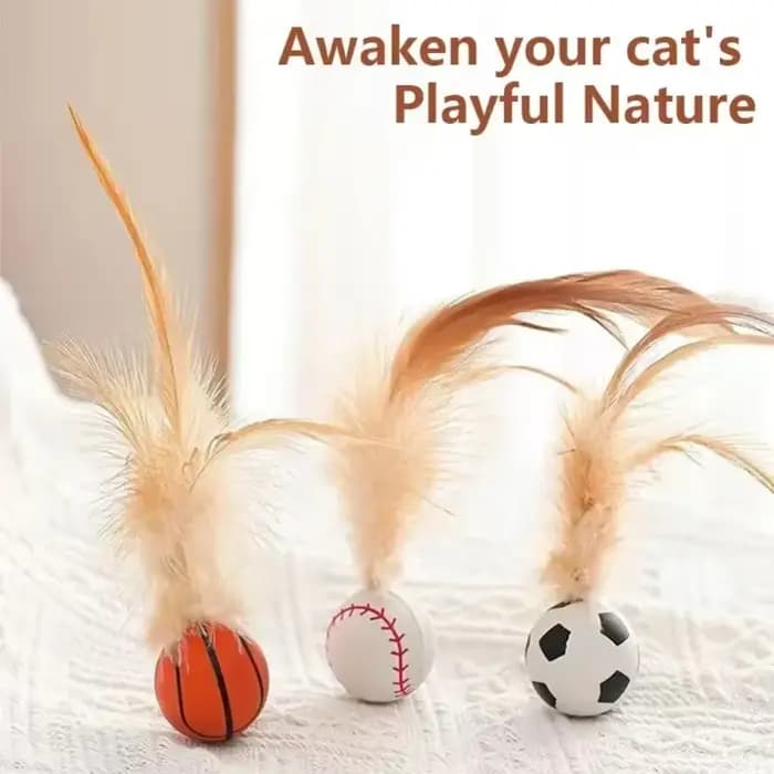 Balle interactive pour chatons et chats adultes d'intérieur avec plumes