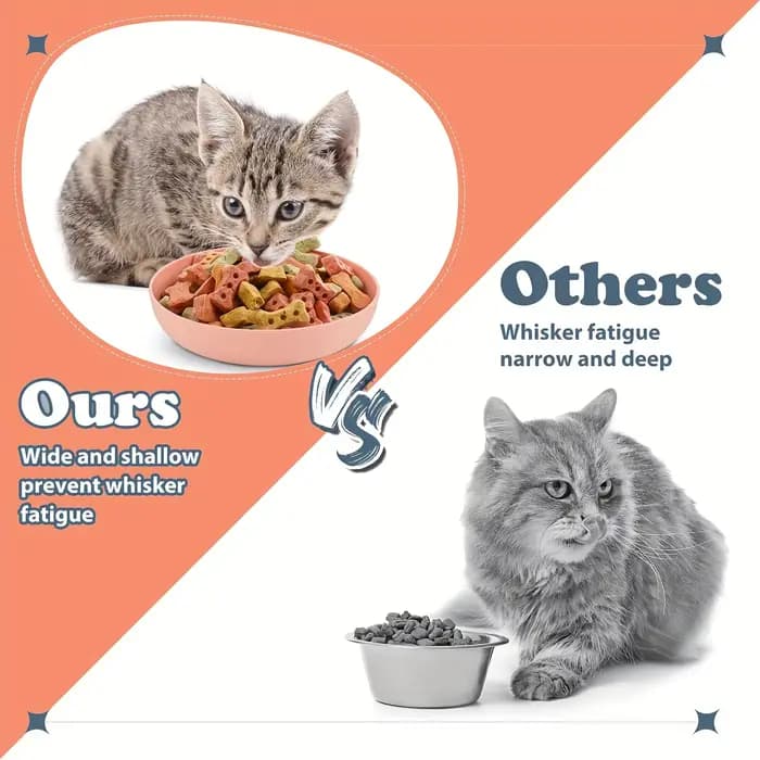 Pack de 4 bols pour chat moustaches - Plats d'alimentation peu profonds