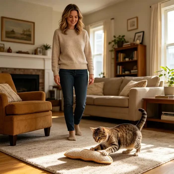 Coussin de jeu pour animaux de compagnie avec rembourrage à la catnip