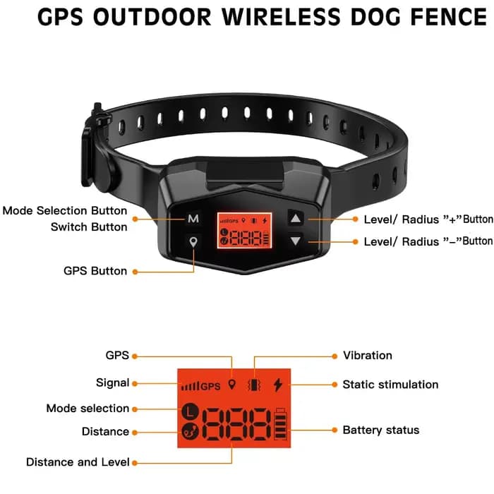 Collier de suivi de clôture pour animaux de compagnie avec GPS sans fil