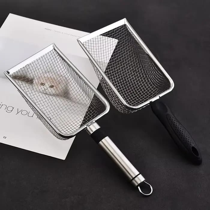 Pelle à litière pour chat en acier inoxydable avec tamis à mailles fines pour substrat de reptile