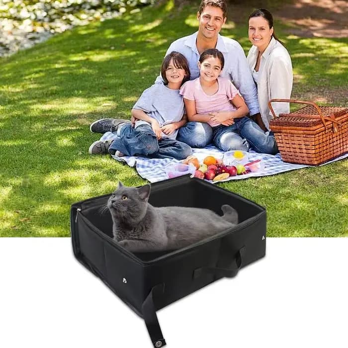 Bac à litière pliable pour chat en plein air