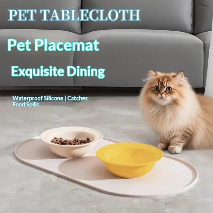 Tapis d'alimentation pour chat avec design antidérapant et imperméable, compatible avec les gamelles pour chats/chiens, pour les foyers multi-animaux