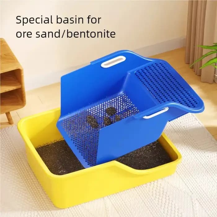 Nouvelle bac à litière surdimensionné semi-fermé pour chat avec fuite automatique du sable et fond antiadhésif