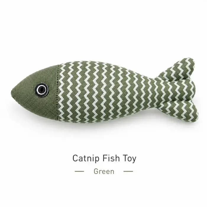 Jouet pour chat en lin imitation poisson à la catnip naturelle