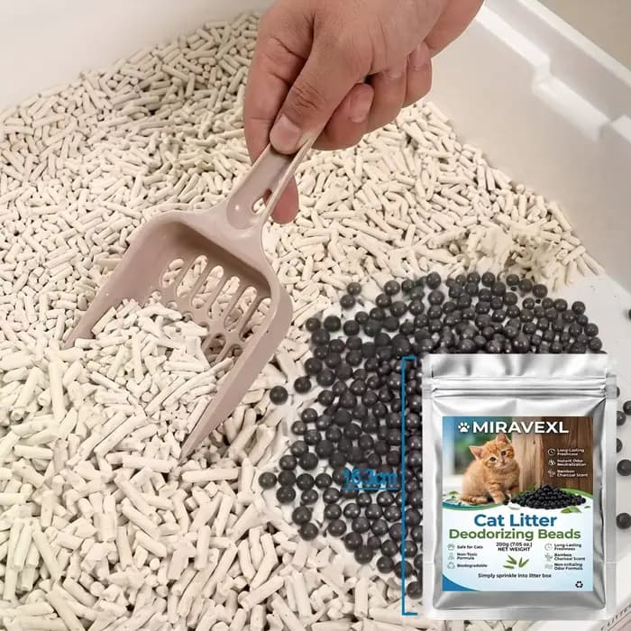 Perles désodorisantes à base de charbon actif haute performance pour litière pour chat – Légèrement parfumées