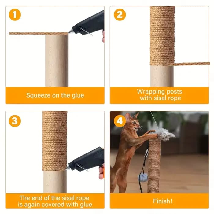 Corde en sisal naturel durable de 6 mm - Parfaite pour les griffoirs pour chats