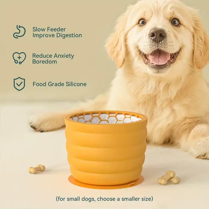Tasse de bol pour chien à alimentation lente en silicone – Conception de distraction antidérapante pour les races de petite à moyenne taille – Promuove la digestion saine