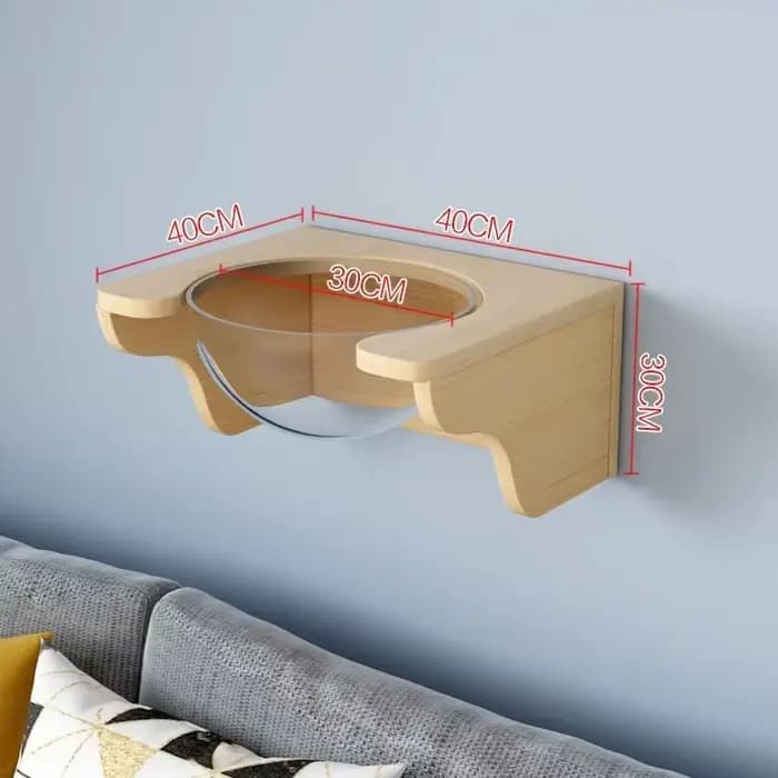 Arbre à chat mural en bois massif, étagère murale avec perchoir, condo, griffoir, capsule spatiale, lit pour chat, mobilier robuste pour animaux de compagnie