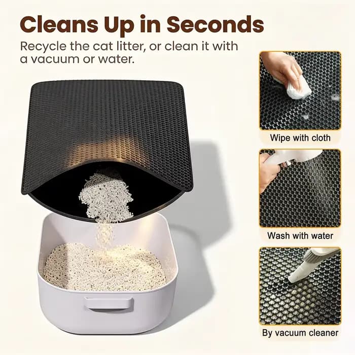 Tapis de litière pour chat Double couche antidérapant pour animaux de compagnie