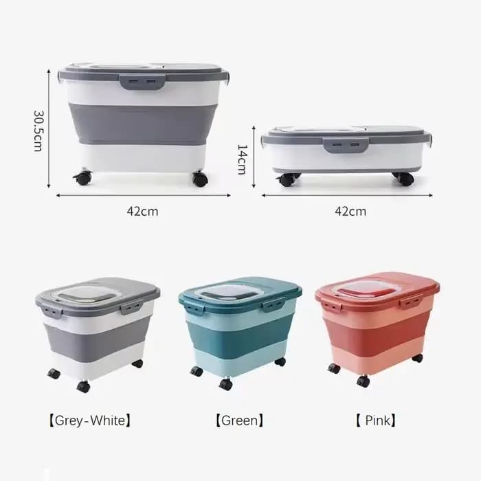 Conteneur de stockage hermétique pliable pour aliments pour animaux de compagnie avec couvercle