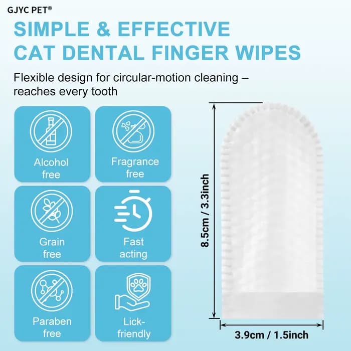 Lingettes nettoyantes pour dents de chat, jetables, double texture 3D, sans brossage, haleine fraîche, éliminateur de plaque et de tartre pour le soin dentaire des chats