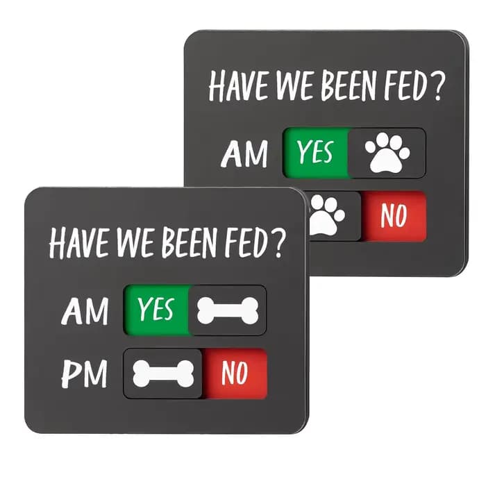 Tableau de rappel d'alimentation pour animaux de compagnie AM/PM avec aimants coulissants Oui/Non – Panneau