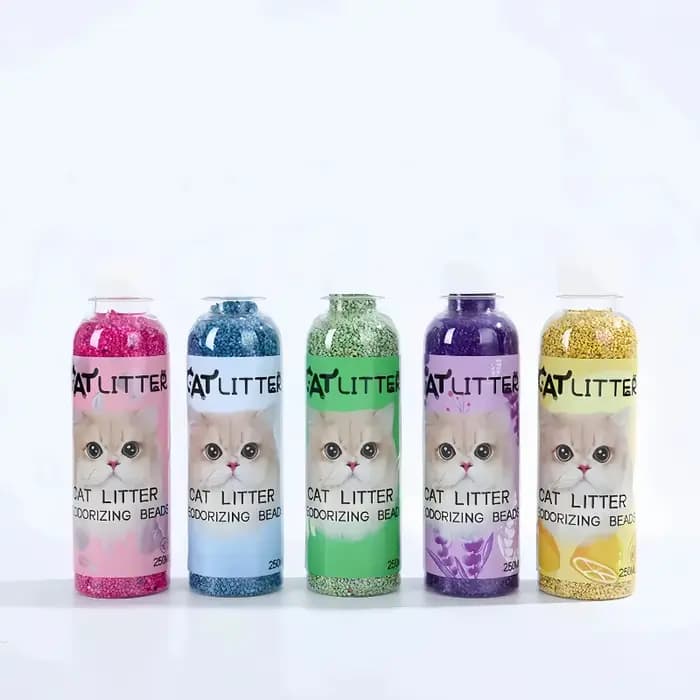 Bouteille de perles désodorisantes pour litière de chat
