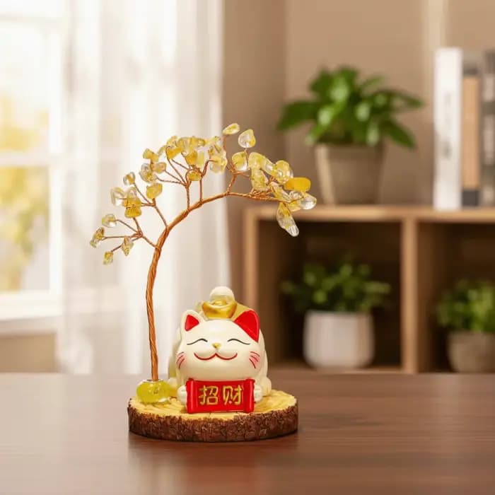 Chat mignon cristal naturel arbre
