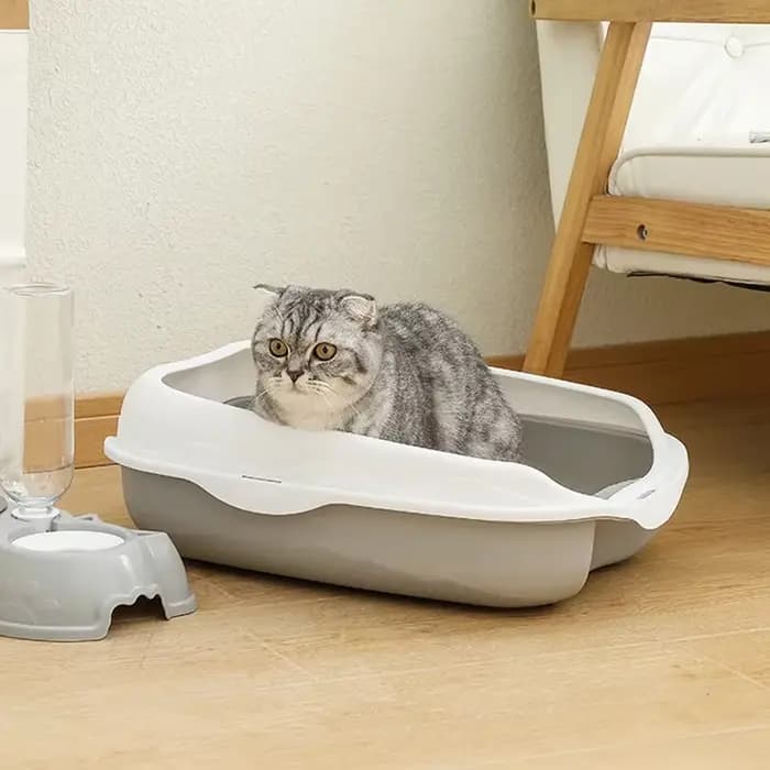 Bac à litière semi-fermé anti-éclaboussures pour chat, grande toilette pour chaton, fournitures de nettoyage, grand bac à excréments pour chat, accessoires pour animaux de compagnie