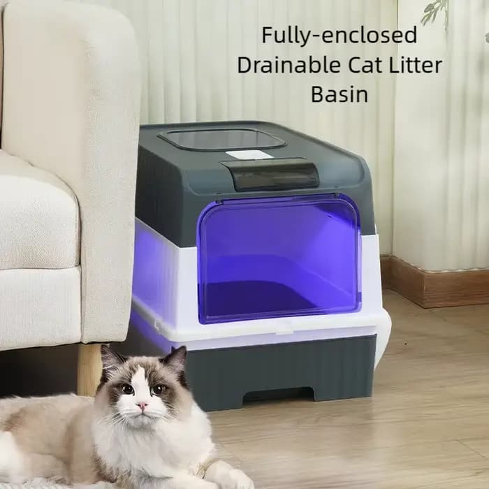 Bac à litière pour chat avec cuillère