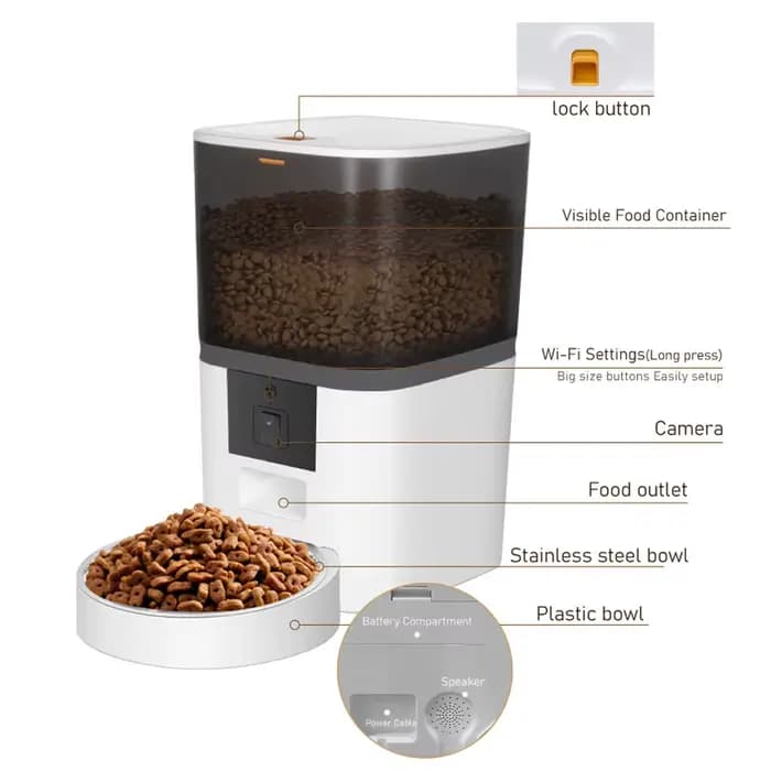 4L avec caméra HD mangeoire automatique pour animaux de compagnie distributeur automatique de nourriture pour chat et chien adapté à deux animaux de compagnie chat et chien alimentation à distance