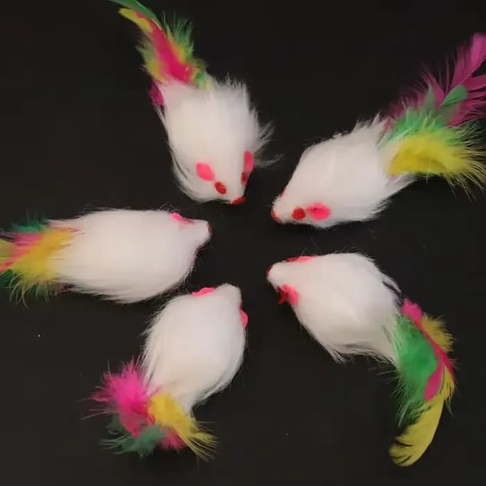 Jouets multicolores en forme de souris à fourrure pour chat