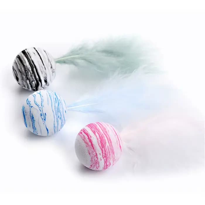 Jouet en plumes de chat, balle en mousse, amusant, pour chaton, jouet interactif, fournitures pour animaux de compagnie