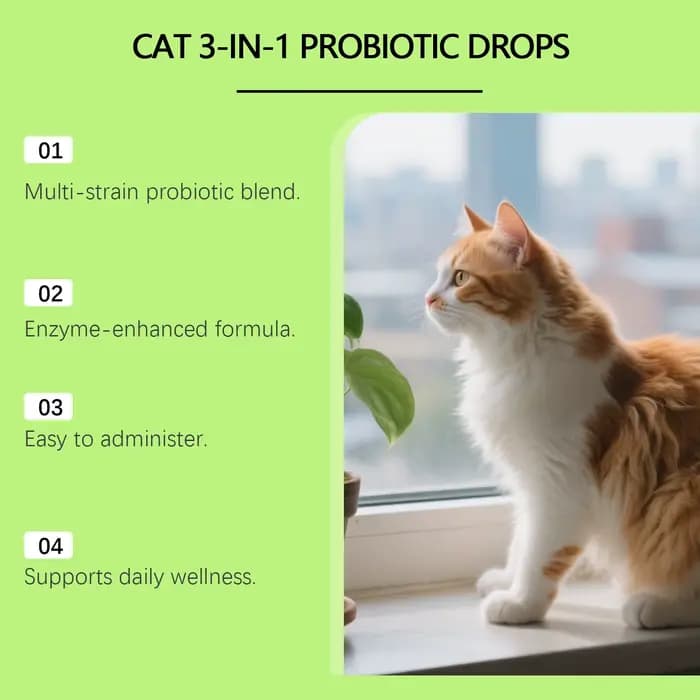 Gouttes Probiotiques 3-en-1 pour Chats : Soutien Digestif