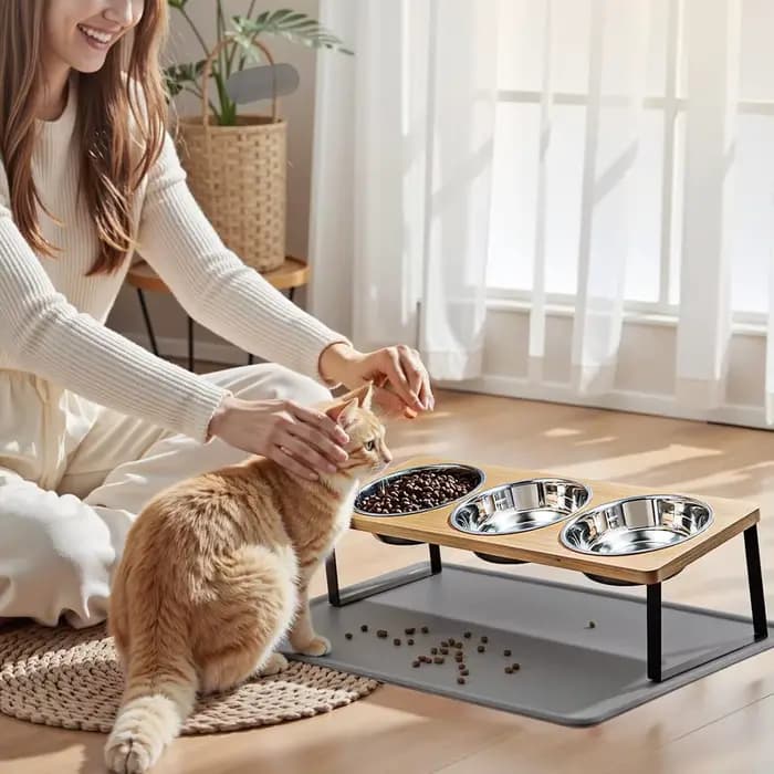 Support pour 3 bols à chat