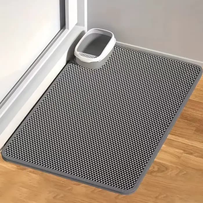 1 tapis à litière pour chat à double couche