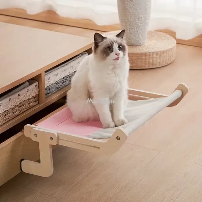 Perchoir de fenêtre en bois pour chat, assemblage de lit de face, polymères pour animaux de compagnie, siège ensoleillé confortable, hamac monté, étagère aérienne pour animaux de compagnie, lits de ac