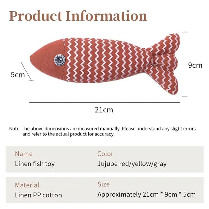 Jouet pour chat en forme de poisson à la catnip naturelle