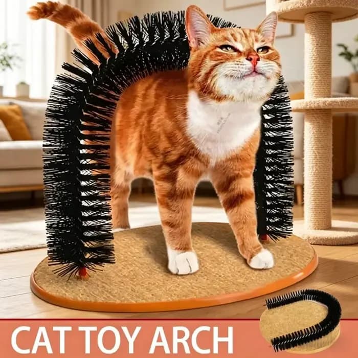 Arche de jeu pour chat avec brosse de massage et grattoir