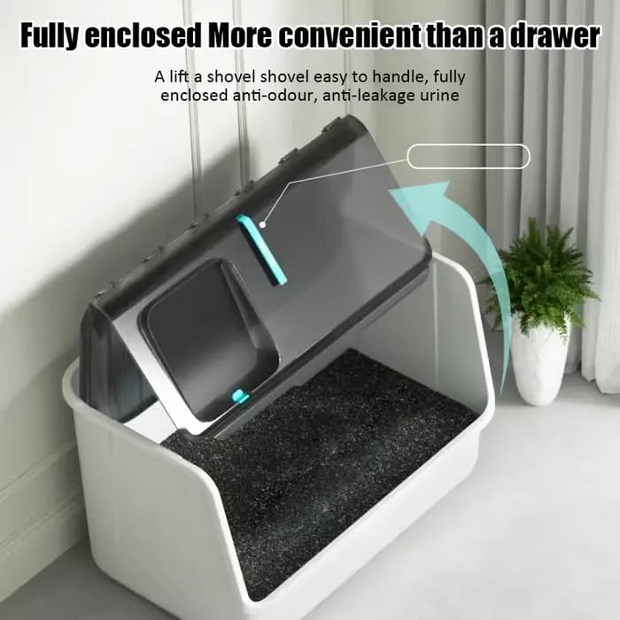Bac à litière pour chat à entrée supérieure personnalisé, extra large, entièrement fermé, avec tapis anti-éclaboussures, contrôle des odeurs, toilette pour animaux de compagnie