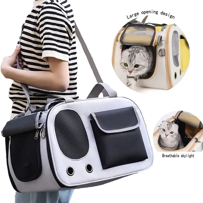 Sac de transport pliable pour animaux de compagnie, approuvé par les compagnies aériennes, pour petits chiens, chats, lapins, chiots - Sac de voyage en tissu Oxford durable avec ventilation