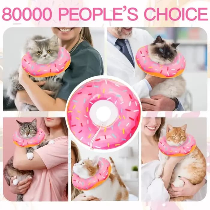 Collier de chat doux et mignon, beignet réglable après chirurgie, cône de récupération, collier élisabéthain léger, empêche les lécher et les rayures