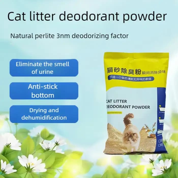 Poudre désodorisante pour litière pour chat
