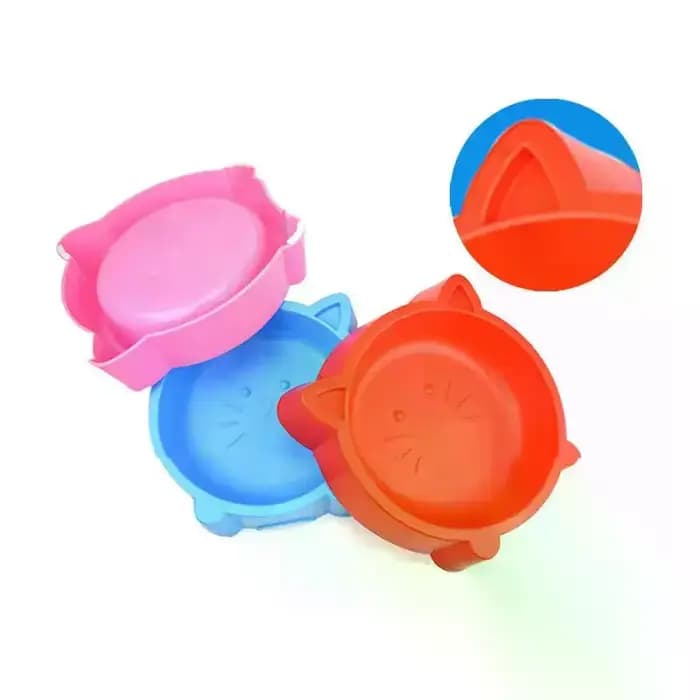 Bol pour animaux de compagnie avec design oreilles de chat mignonnes - Distributeur de nourriture et d'eau en plastique
