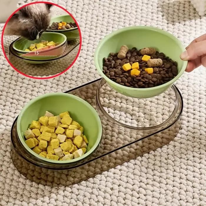 Filles réglable pour nourriture et eau pour chien et chat, double bol pour chiens, protection du cou, poignées, récipient de nourriture amovible, fournitures pour animaux de compagnie