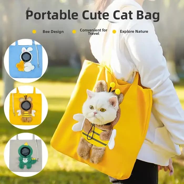 Sac à bandoulière en toile motif chat mignon