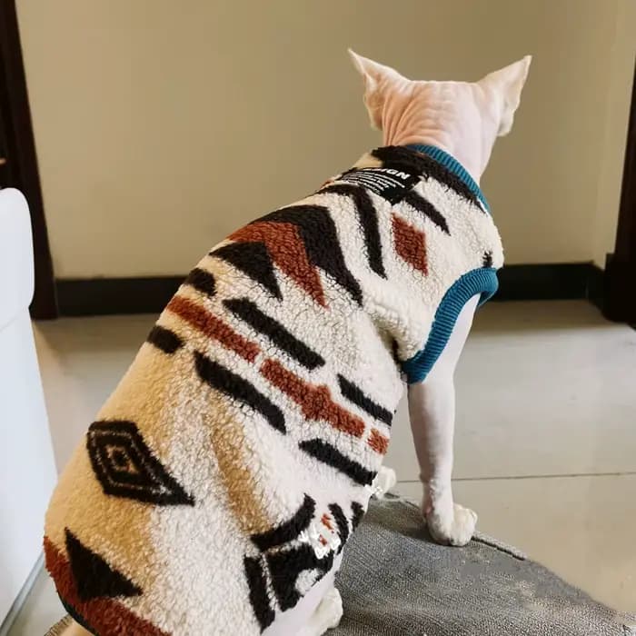 Gilet chaud de Noël pour chats Chat Pull Chatons Polaire Chaude Manches Courtes Marron Sweat-shirt
