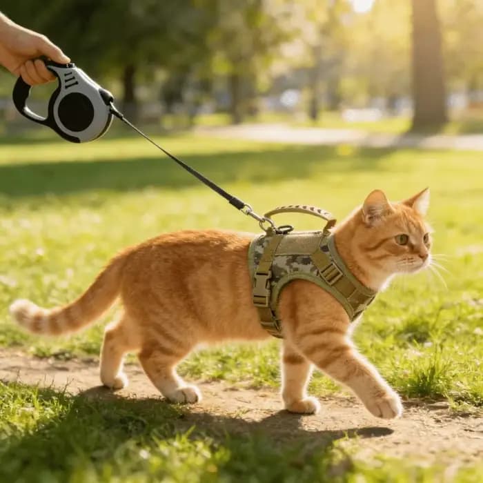 Harnais anti-évasion pour chat avec laisse rétractable