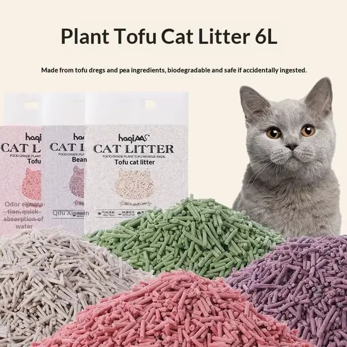 Litière pour chat Tofu plante originale 6L thé vert